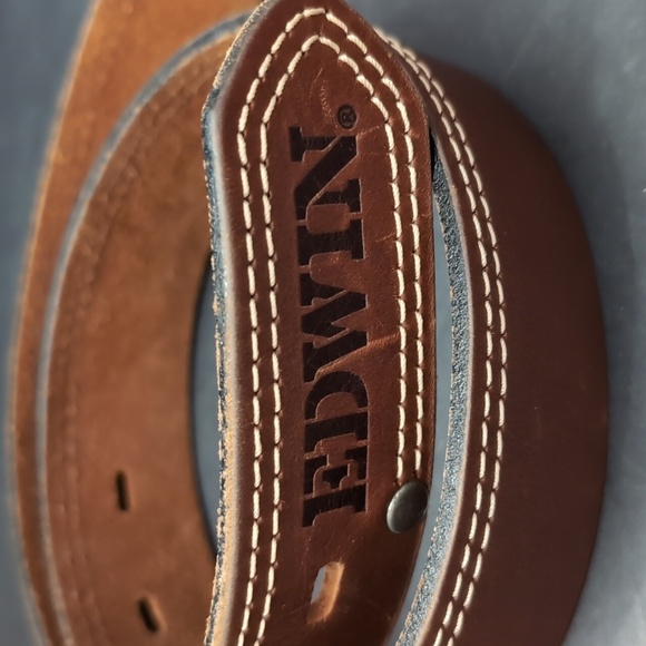 Edwin Mens Brown Leather Belt with Metal Buckle,3859-34. - Picture 3 of 10